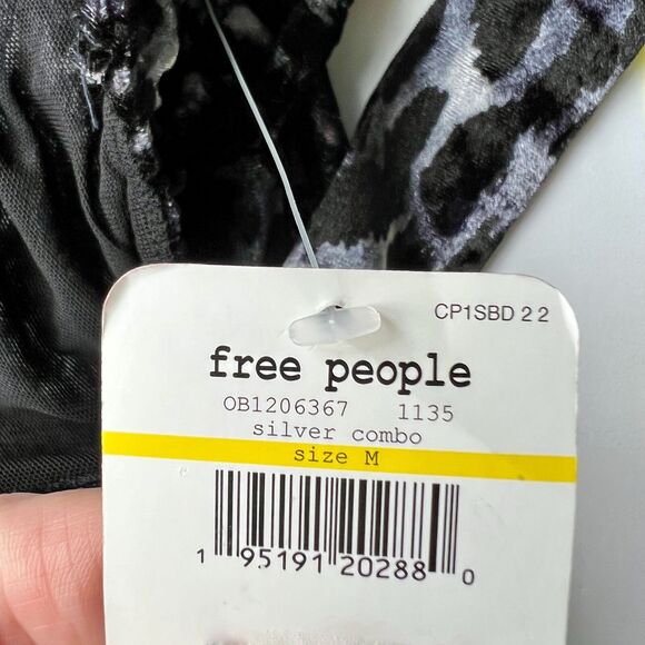 Free People Velvet Mini Dress Nightie M Gray Leopard Romantic Dark Fairycore - Picture 8 of 11